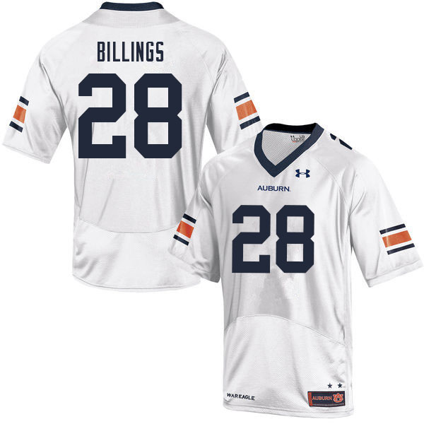 Auburn Tigers Men's Jackson Billings #28 White Under Armour Stitched College 2021 NCAA Authentic Football Jersey TRT3774DD